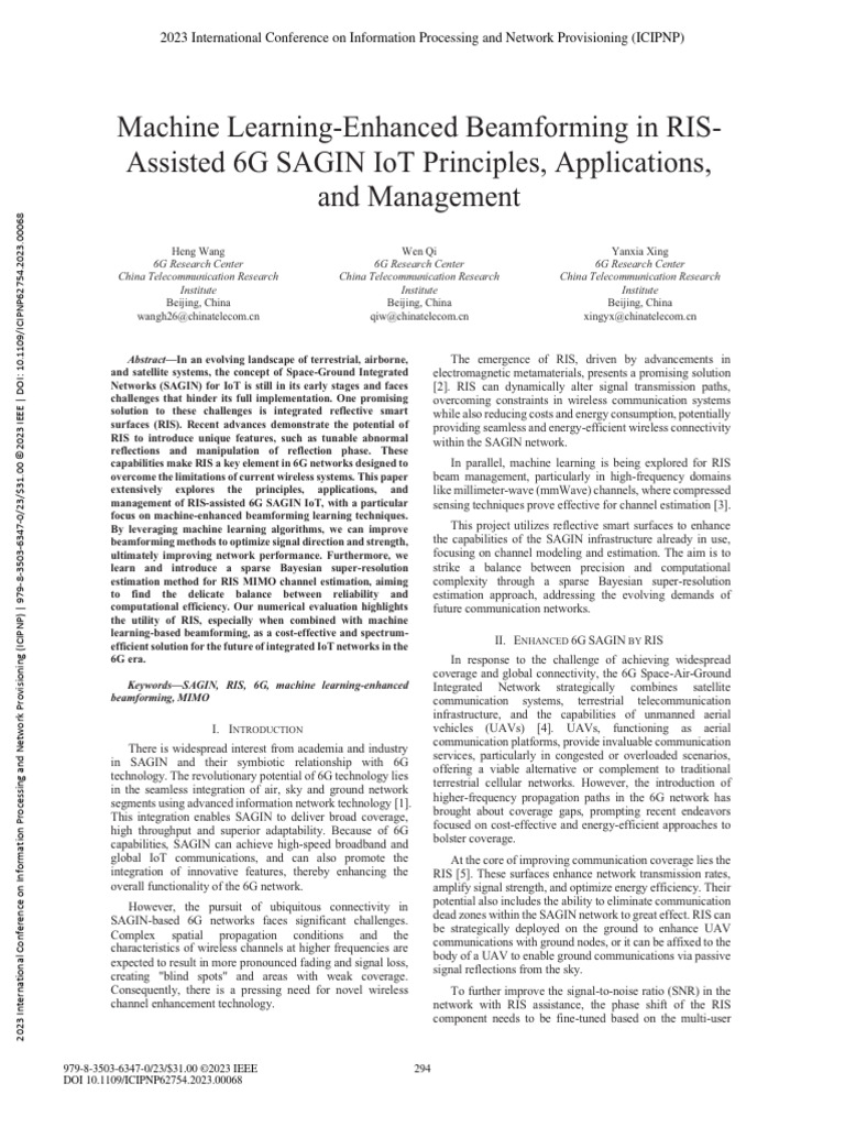 Machine Learning-Enhanced Beamforming in RIS-Assisted 6G SAGIN IoT ...