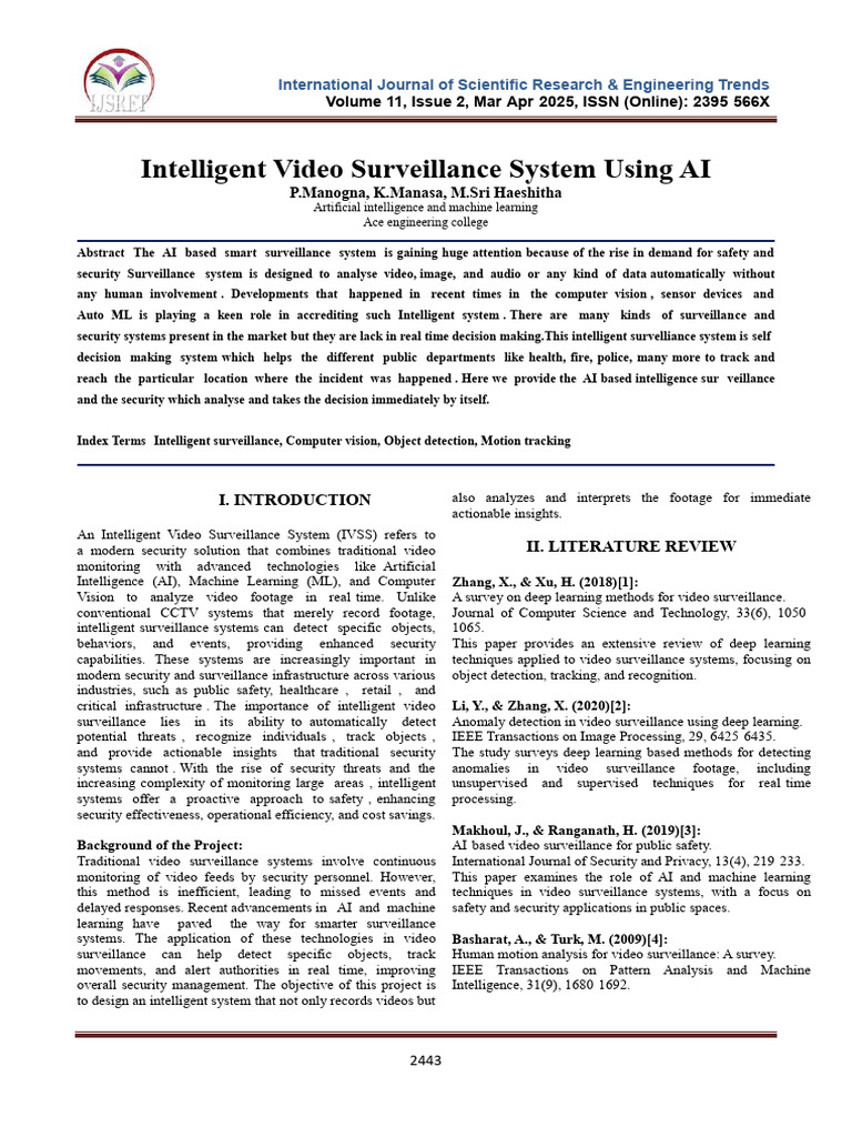 Intelligent Video Surveillance 2025 Journal | PDF | Deep Learning ...