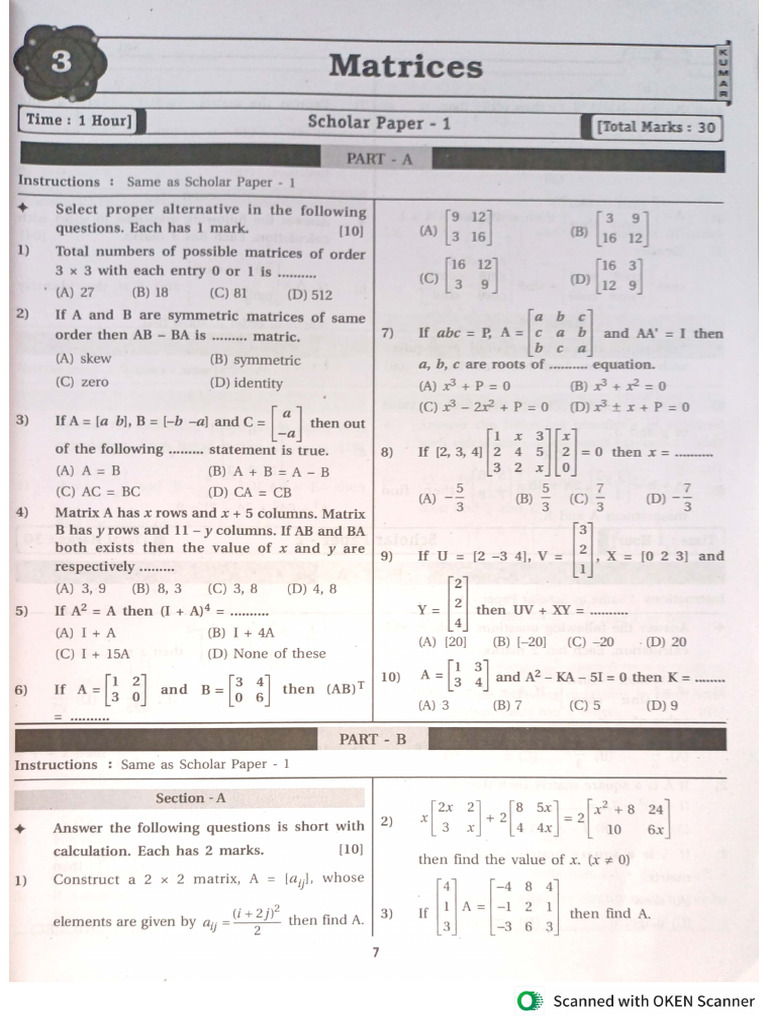 GSEB Maths Chapter 3 Practice Papers - 1 | PDF