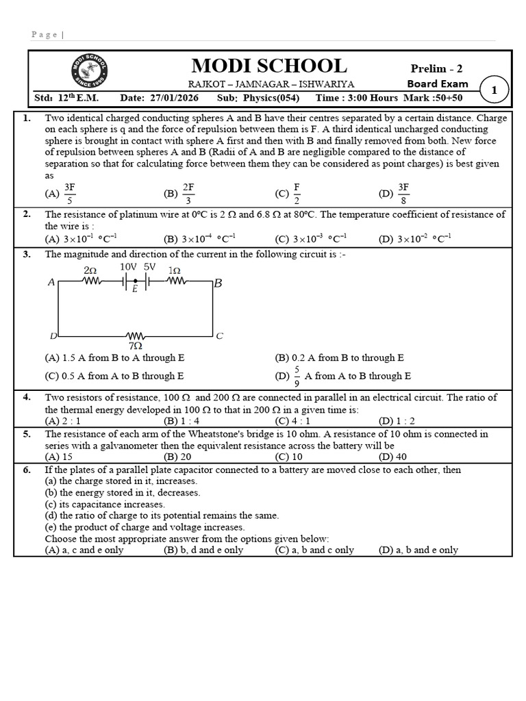 12th EM Phy P-2 Board Dt-27!01!2026 Series-1 | PDF | Nuclear Force ...