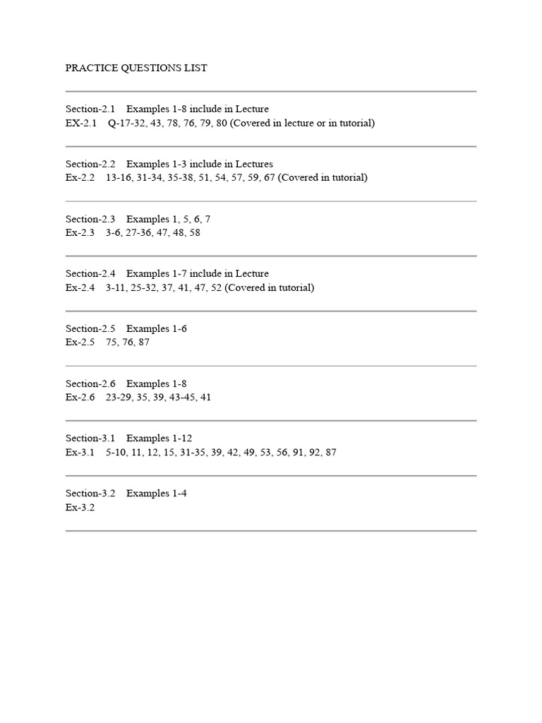 Open Practice Questions List Chap 2 and 3 | PDF