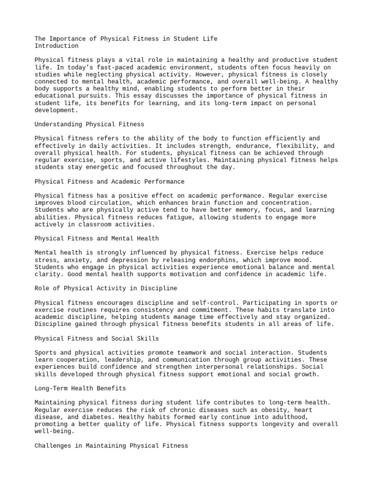 The Importance of Physical Fitness | PDF | Physical Fitness | Mental Health