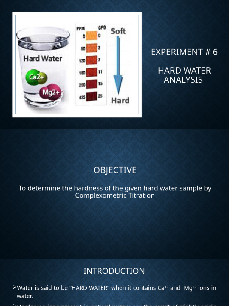 Expt# 6 Hard Water Analysis-PPT - Tagged | PDF | Titration | Chemistry