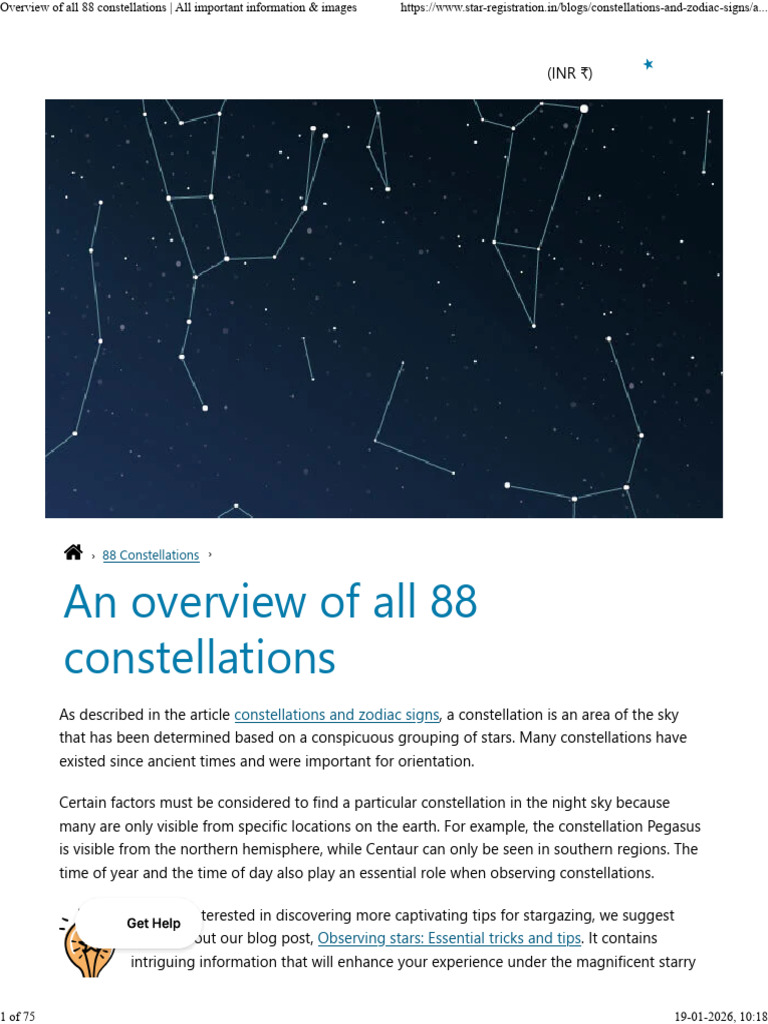 Overview of All 88 Constellations - All Important Information & Images ...