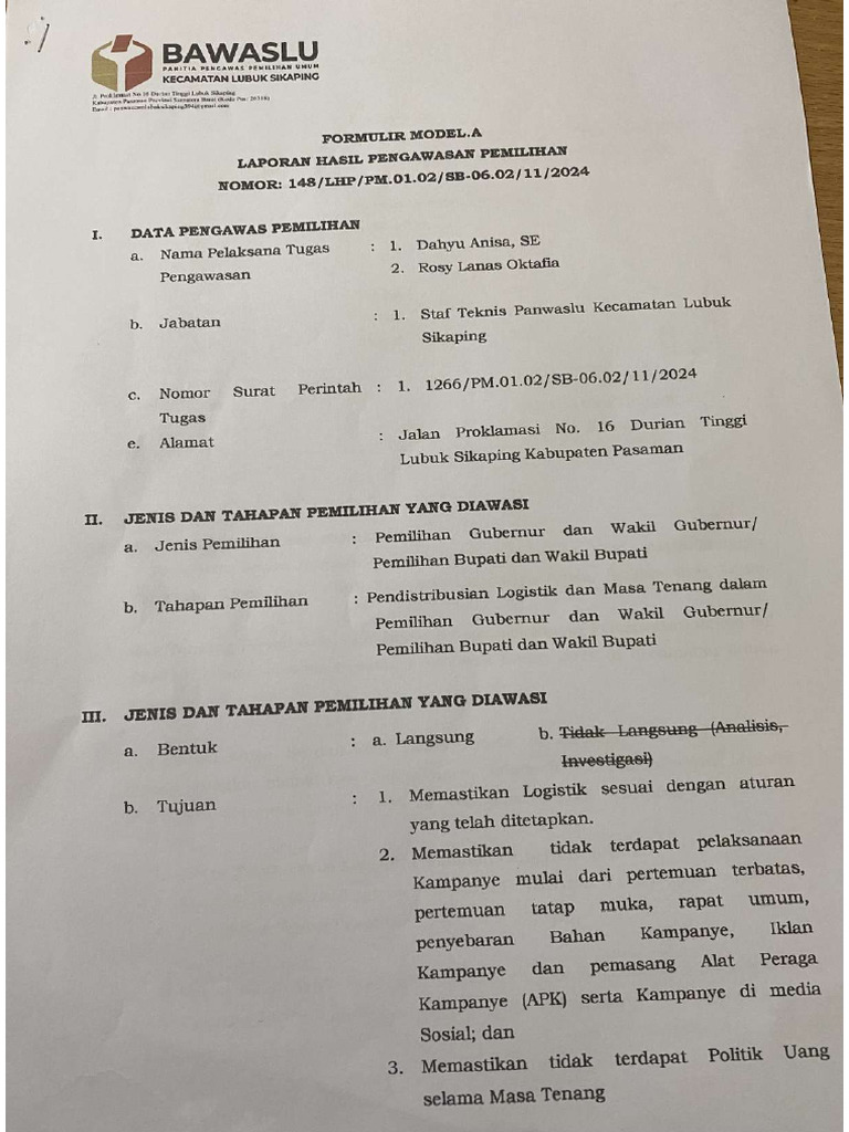 Form A 26 November 2024 Rosi, Icha | PDF