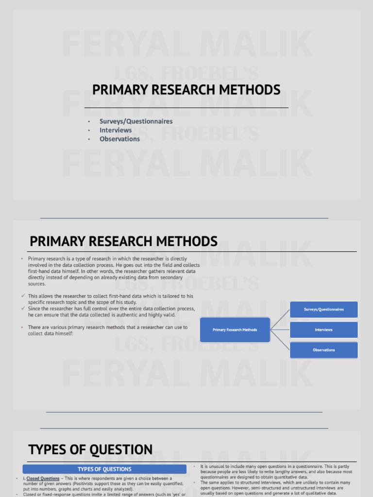 Primary Research Methods | PDF