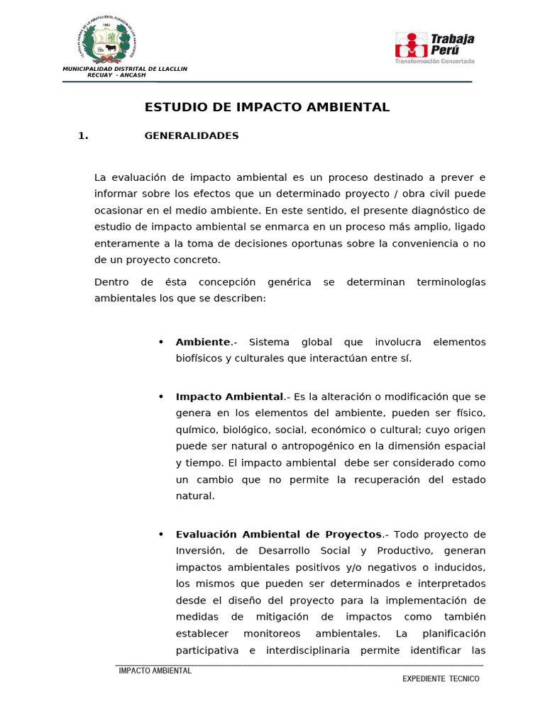 Estudio de Impacto.......... Ambiental | PDF | Evaluación de impacto ...