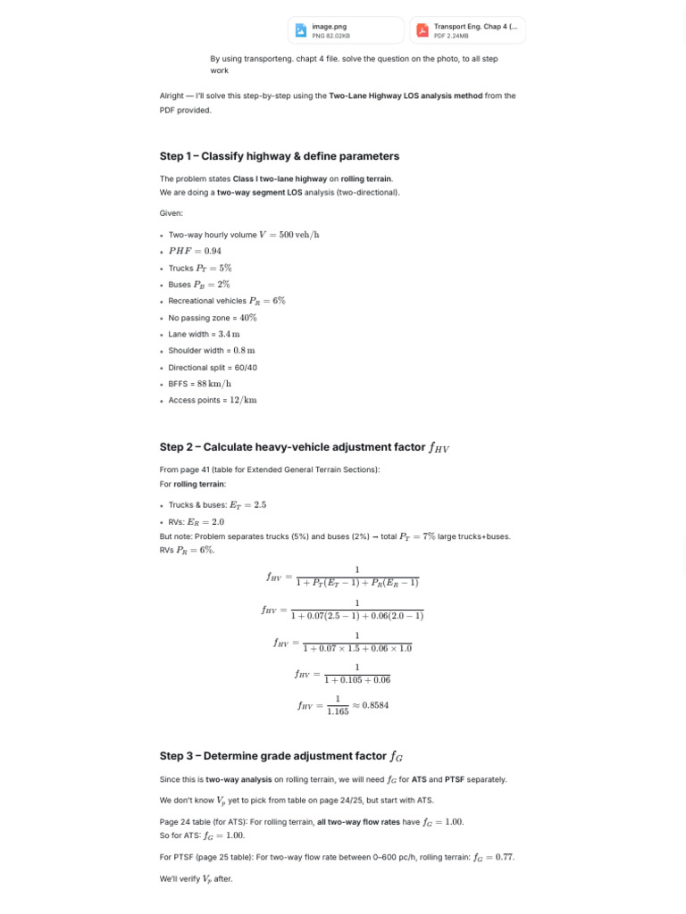 Two-Lane Highway Traffic LOS Analysis Steps | PDF | Lane