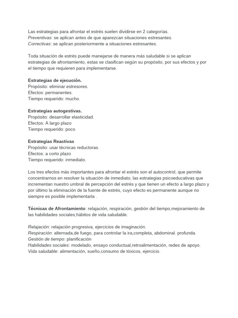 Estrategias para Afrontar El Estrés | PDF