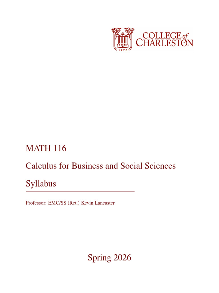 MATH 116 Syllabus | PDF | Derivative | Function (Mathematics)