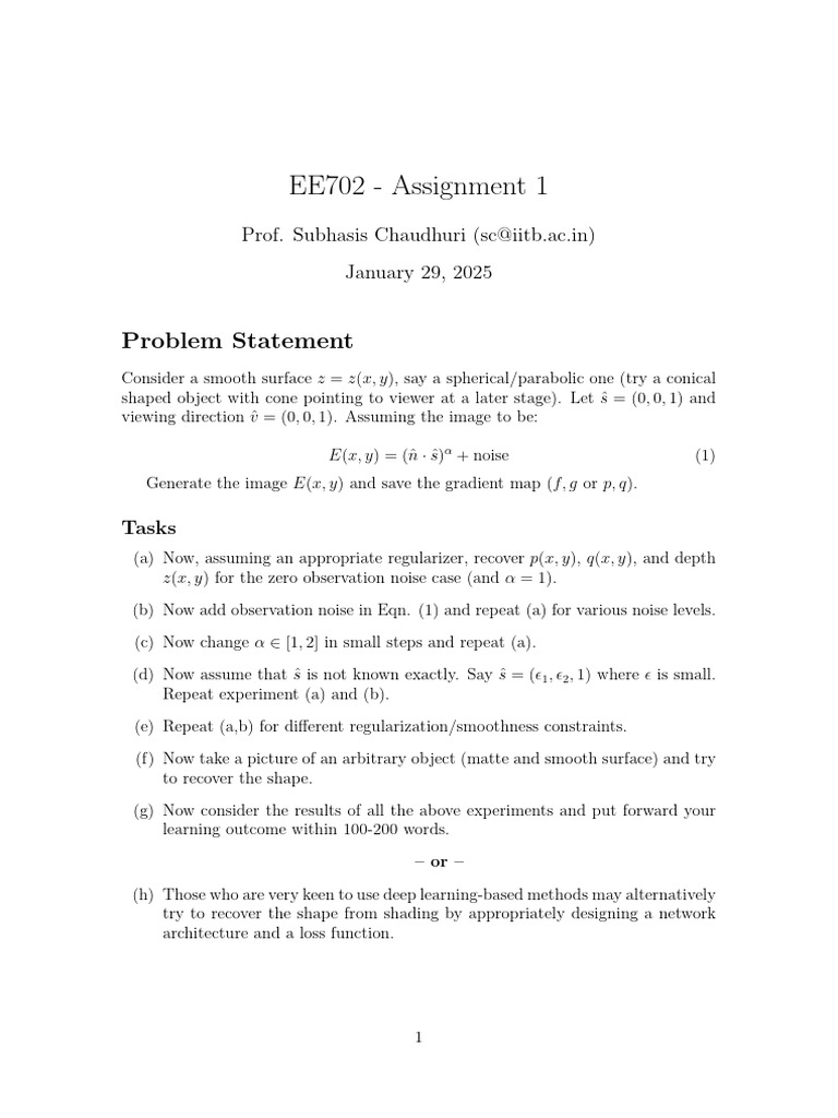 EE702 Assignment1 | PDF