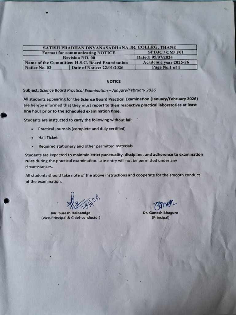 HSC Board Practical Exam Notice, Timetable and Batch Information. 2025 ...