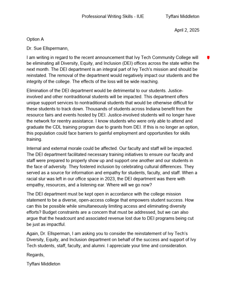 Annotated-Persuasive Letter T Middleton PWS-1 | PDF