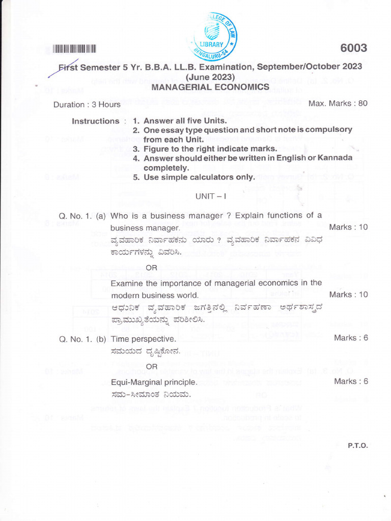 1st Sem Managerial Economics Oct 2023 | PDF | Private Sector ...