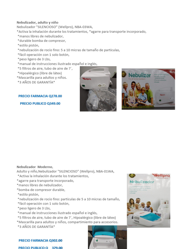 Productos Wellpro Con Fotos y Precios | PDF
