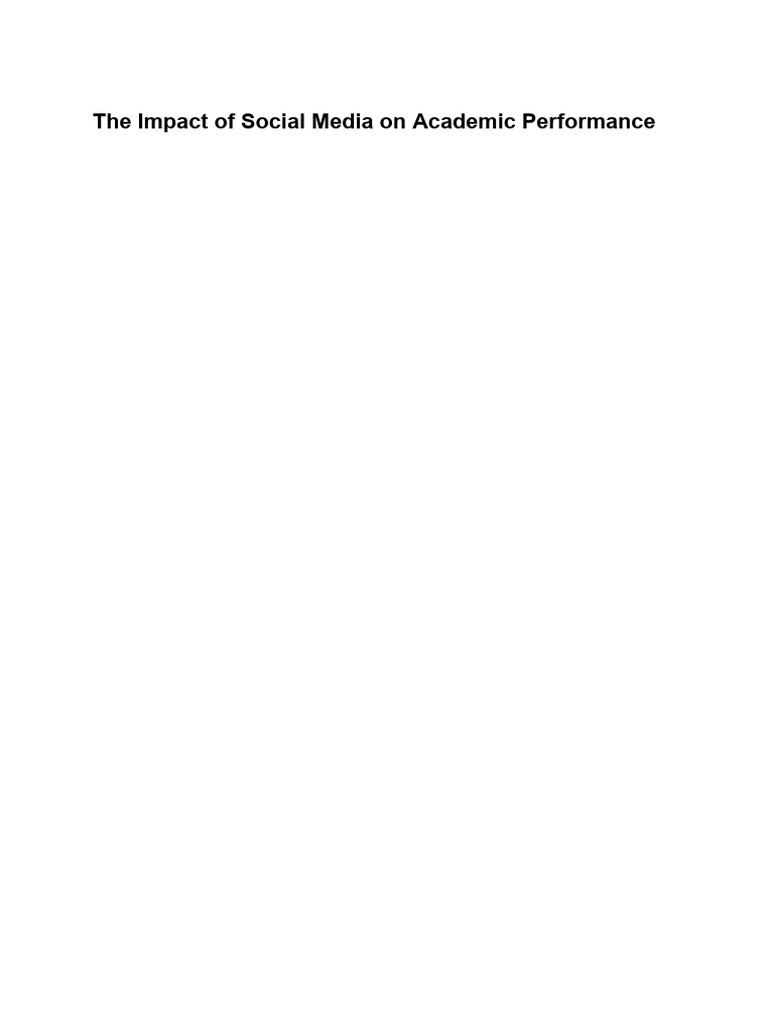 The Impact of Social Media On Academic Performance | PDF | Social Media ...