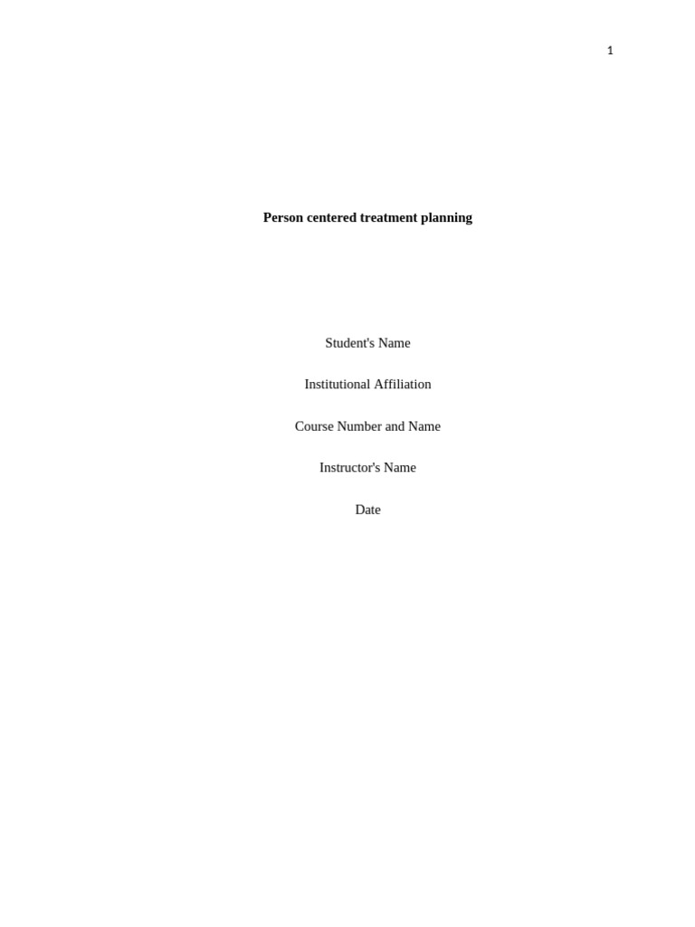 Person Centered Treatment Planning | PDF | Social Work | Autonomy