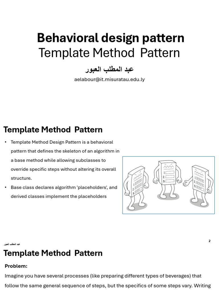 Lecture 11 - Behavioral Design Pattern - Template Method Pattern | PDF ...