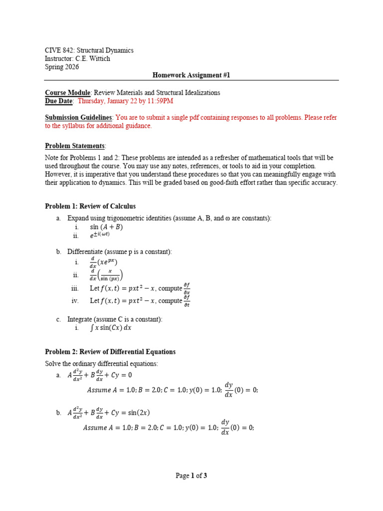Homework 1 | PDF | Equations | Mathematics