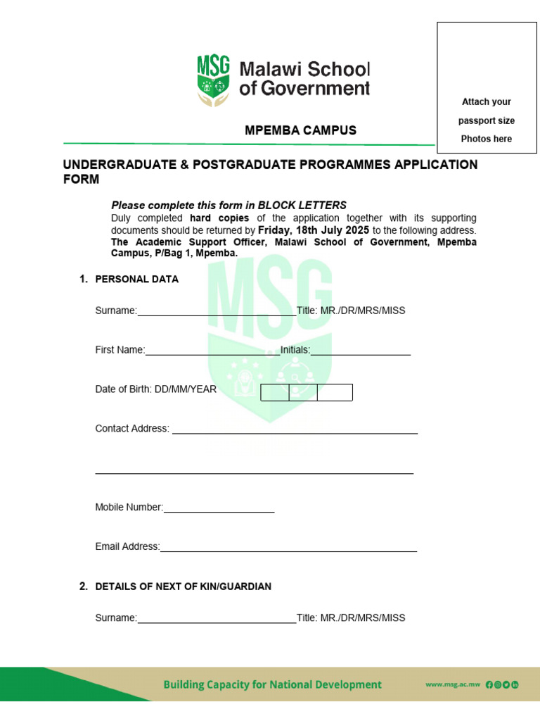 MSG Cohort 2025 2026 Academic Year Application Form 1 | PDF ...