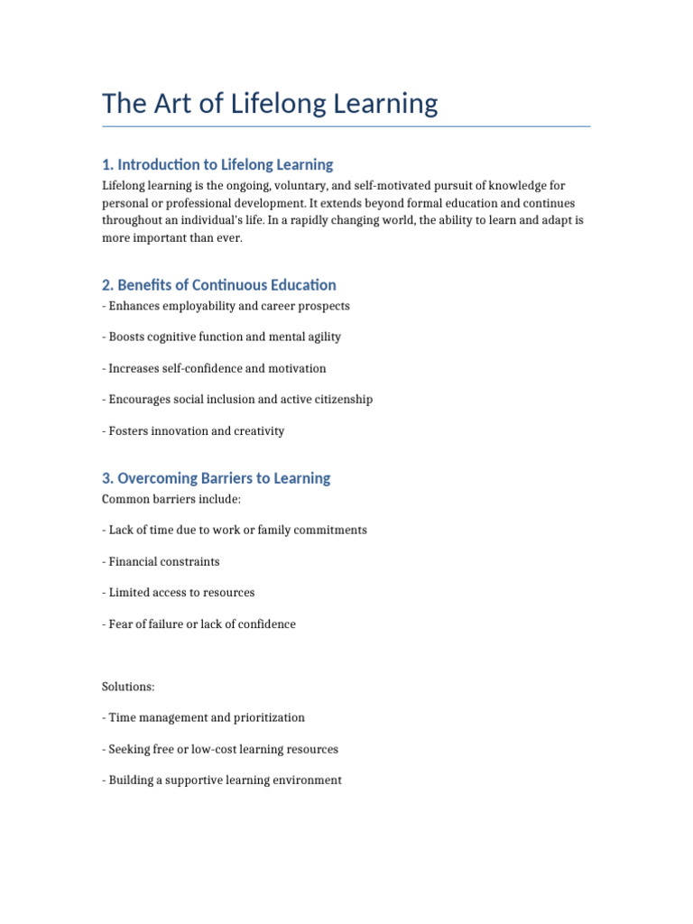 The Art of Lifelong Learning | PDF | Learning | Lifelong Learning