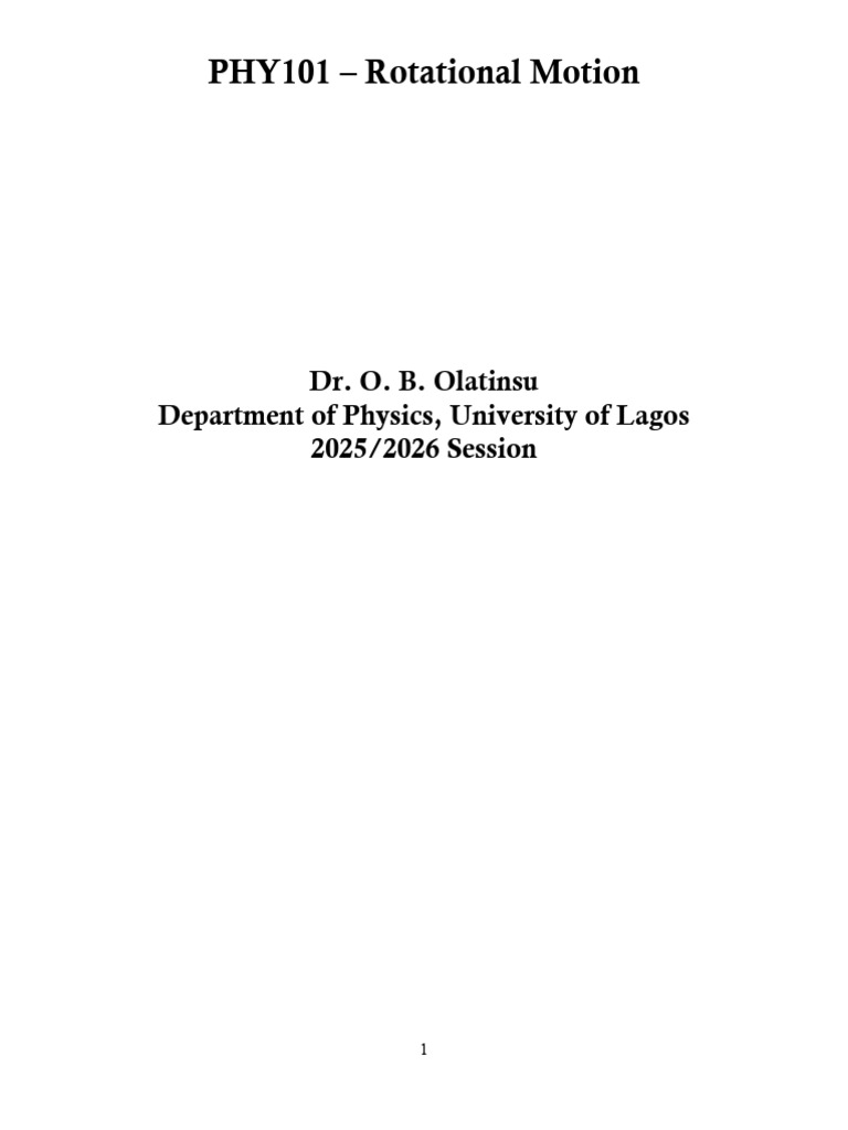 PHY101 - Rotational Motion | PDF | Rotation Around A Fixed Axis ...