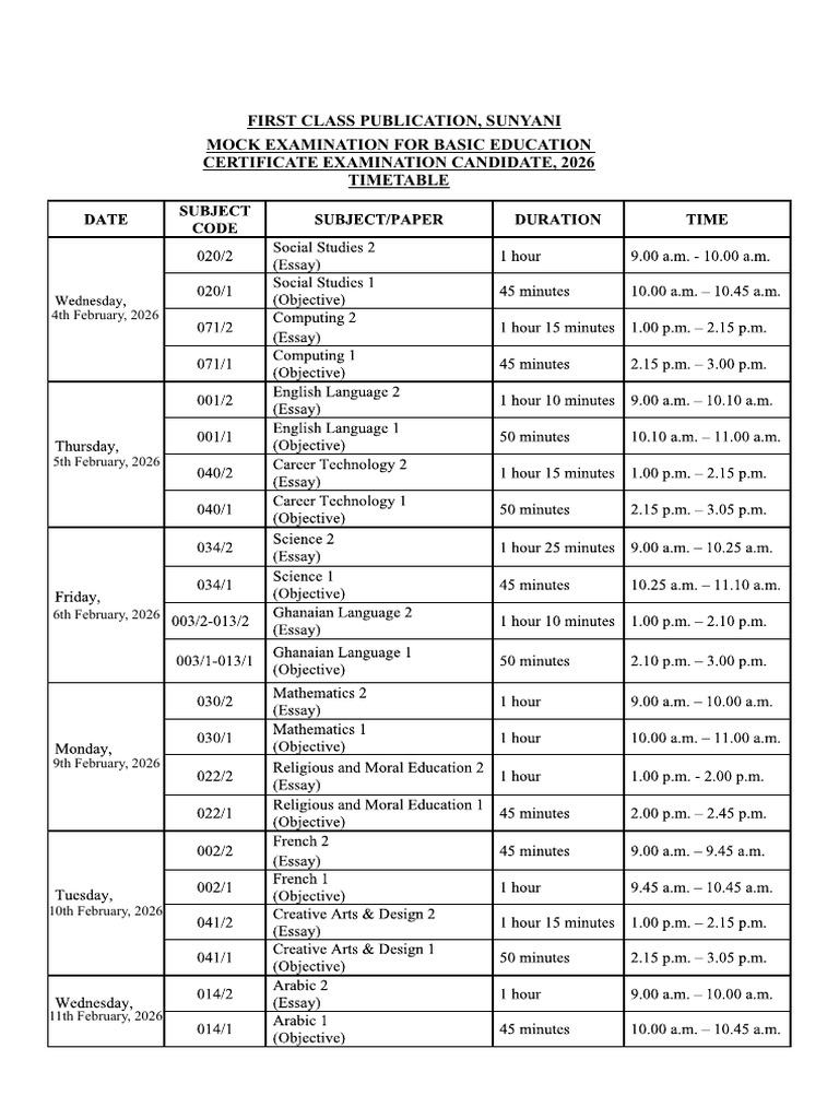 Timetable NEW | PDF
