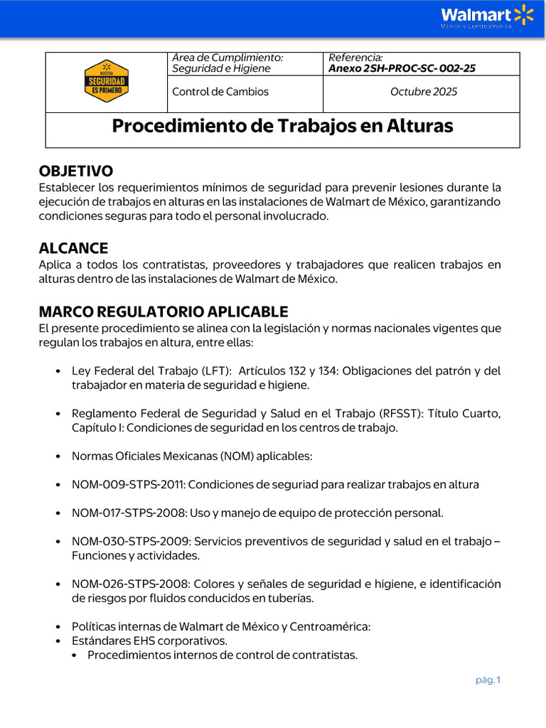 SH-PROC-SC-002-25 Procedimiento para Trabajos en Alturas | PDF ...