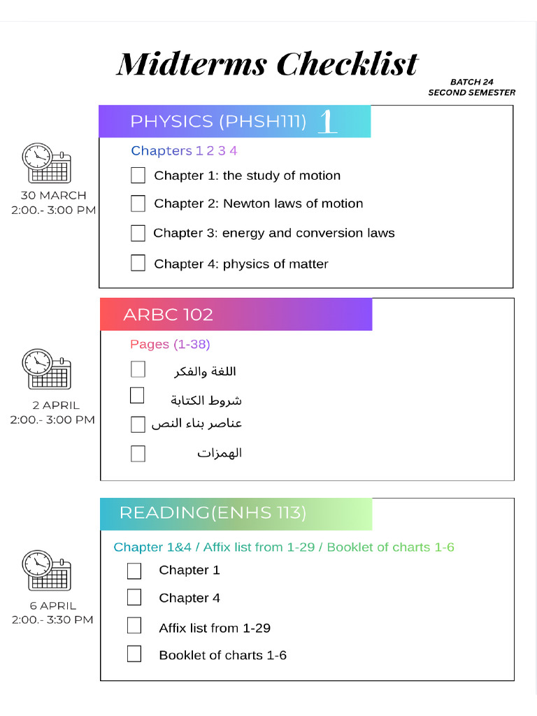 Midterms Checklist 1 | PDF