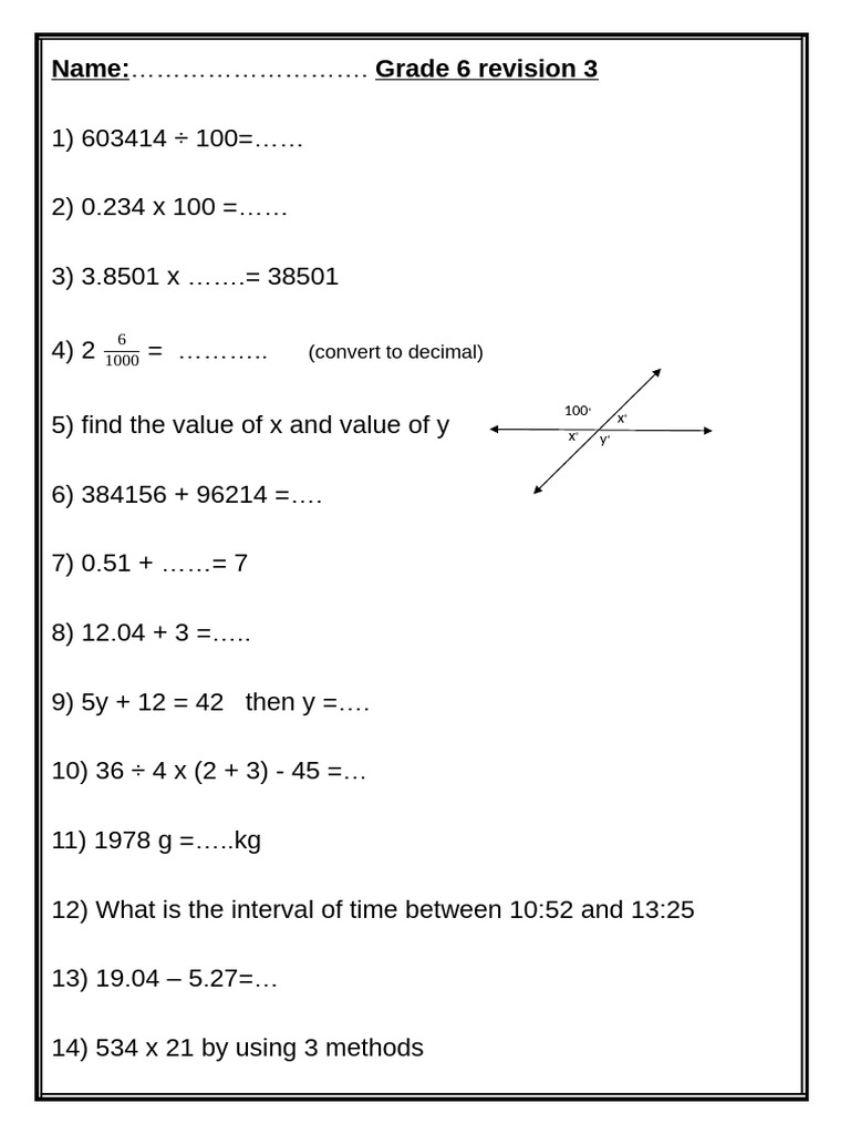 Grade 6 Revision 3 | PDF