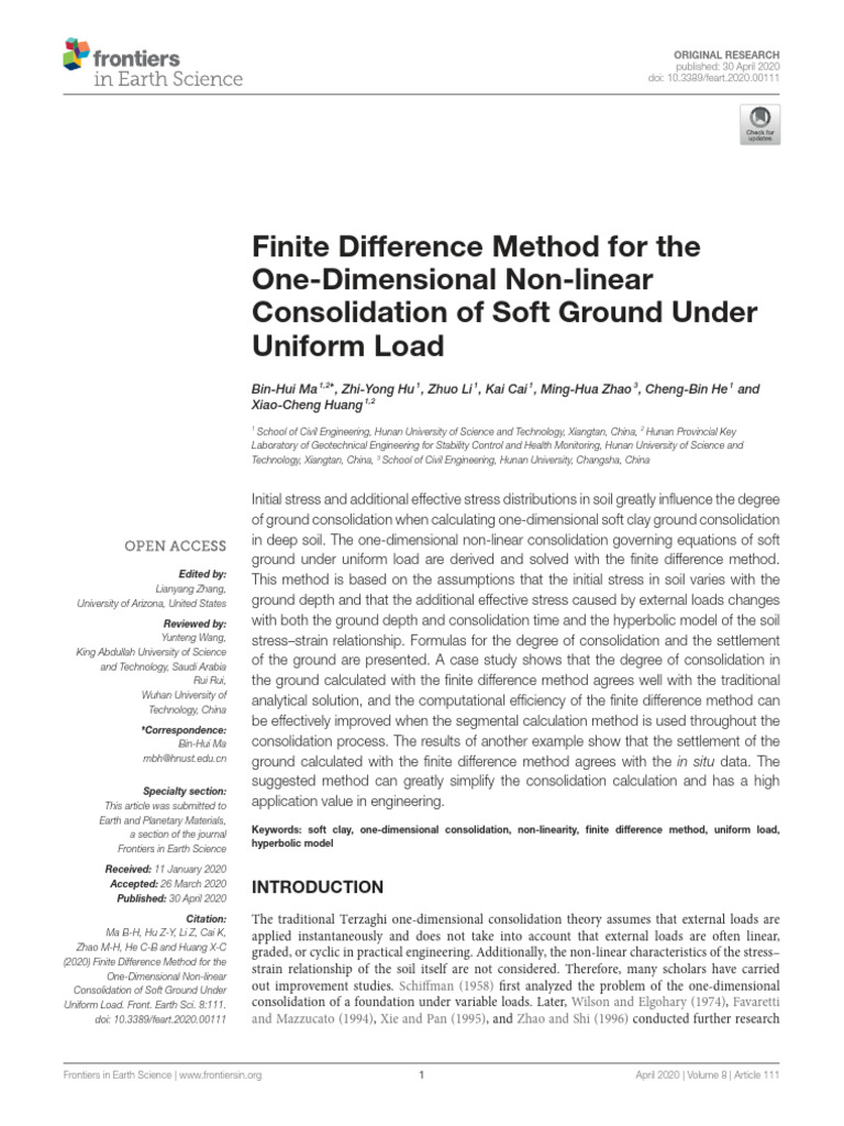 Finite Difference Method for the One Dimensional Non Linear 2ul1jmbo8z ...