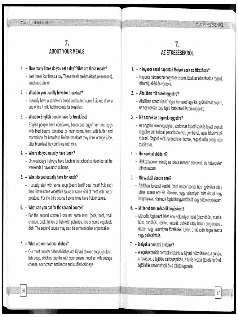 Alaptarsalgas Angolul Meals | PDF