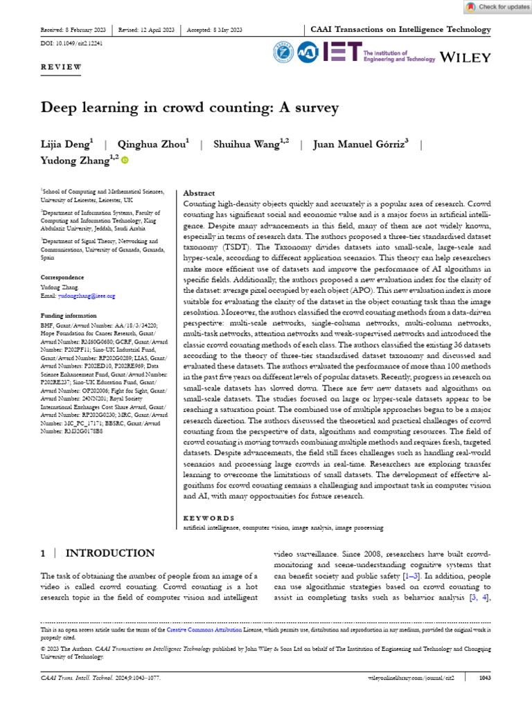 Deep Learning in Crowd Counting: A Survey Parte1 | PDF | Artificial ...