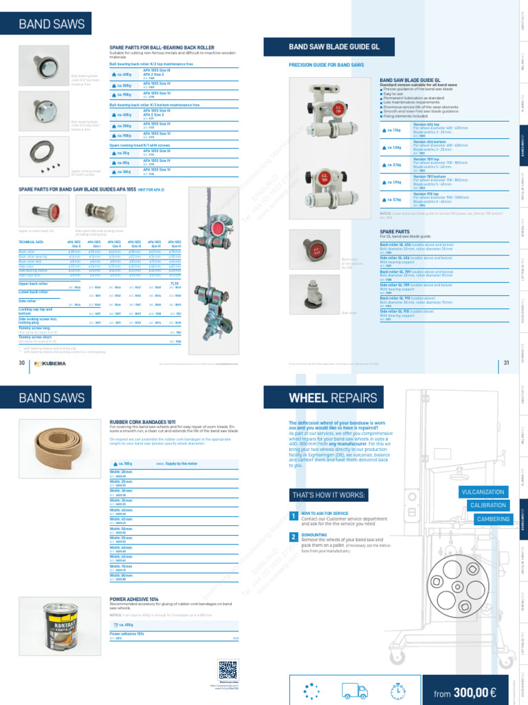 Bandsaw Accessories + Spare Parts | PDF | Industrial Processes | Machines