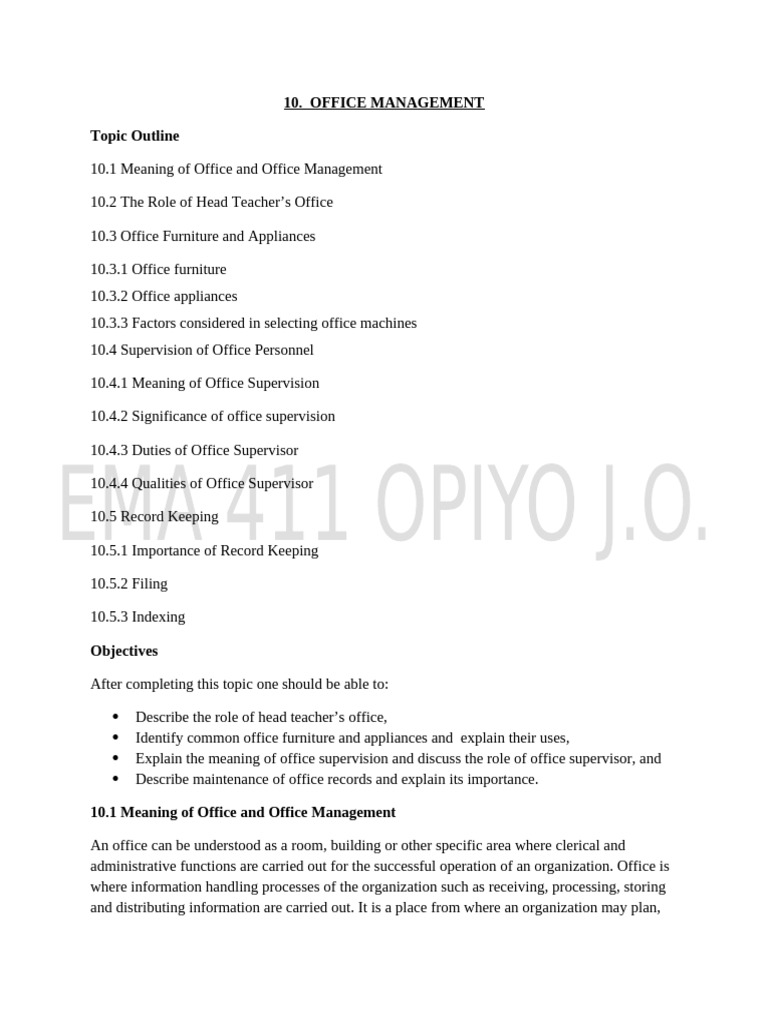 Ema 411 Topic 10 - Office Management 2 | PDF | Desk | Typewriter