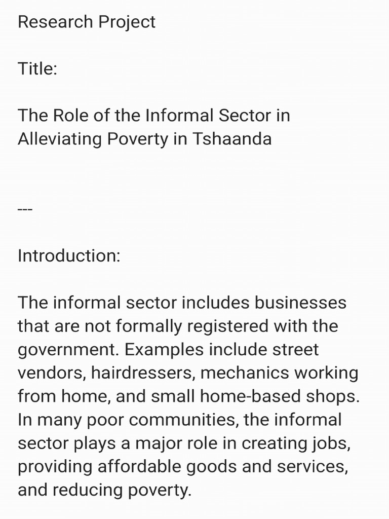 The Role of The Informal Sector in Alleviating Poverty | PDF