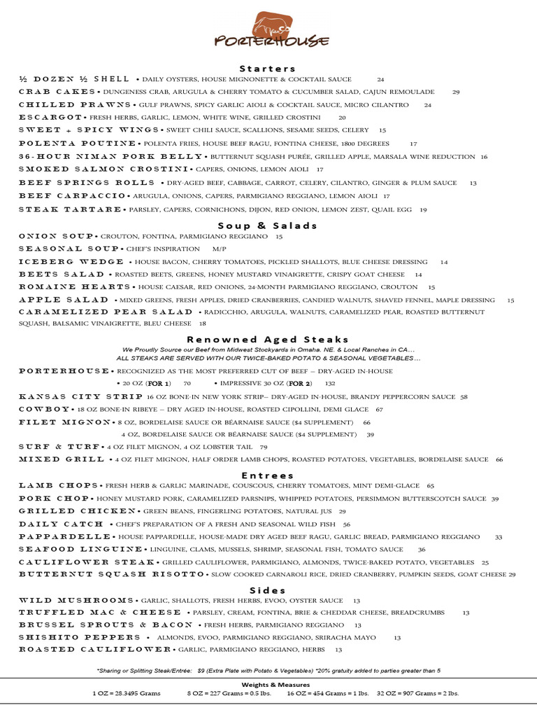 Dinner Menu Fall 2025 | PDF | Sauce | Foods