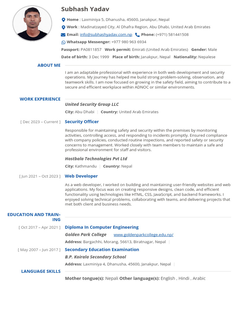 ATS Friendly CV Design | PDF | United Arab Emirates | Web Development