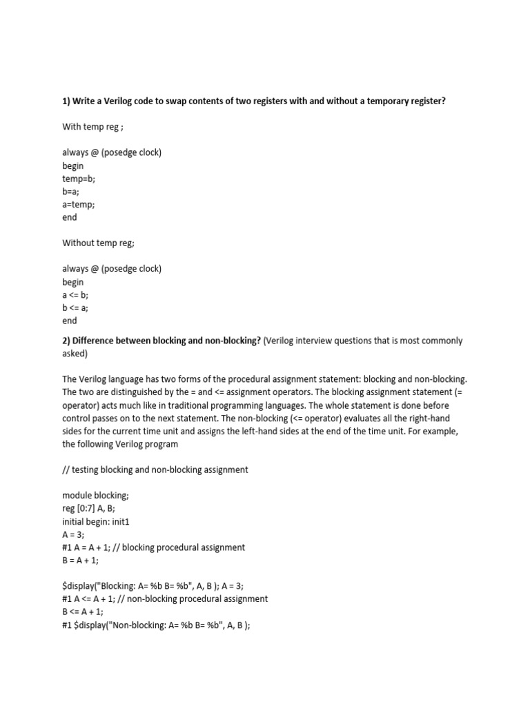 Verilog FAQs | PDF | Field Programmable Gate Array | Computer Engineering