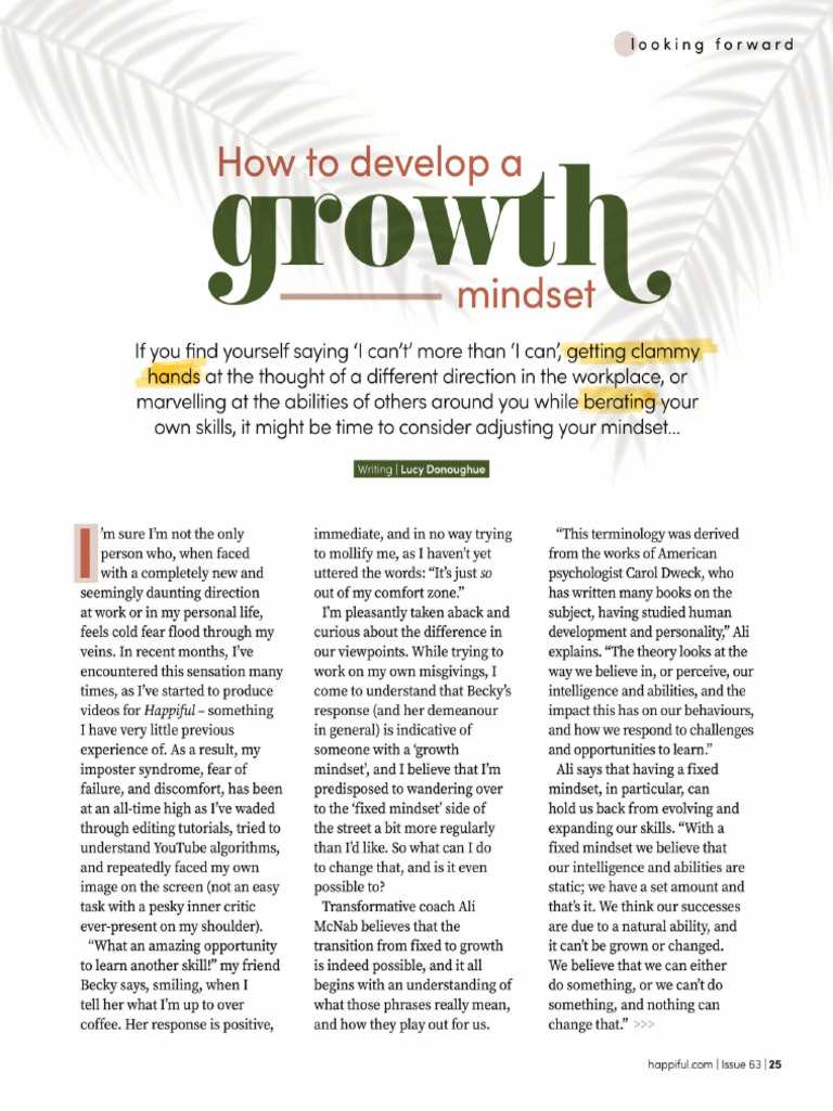 How to Develop a Growth Mindset | PDF