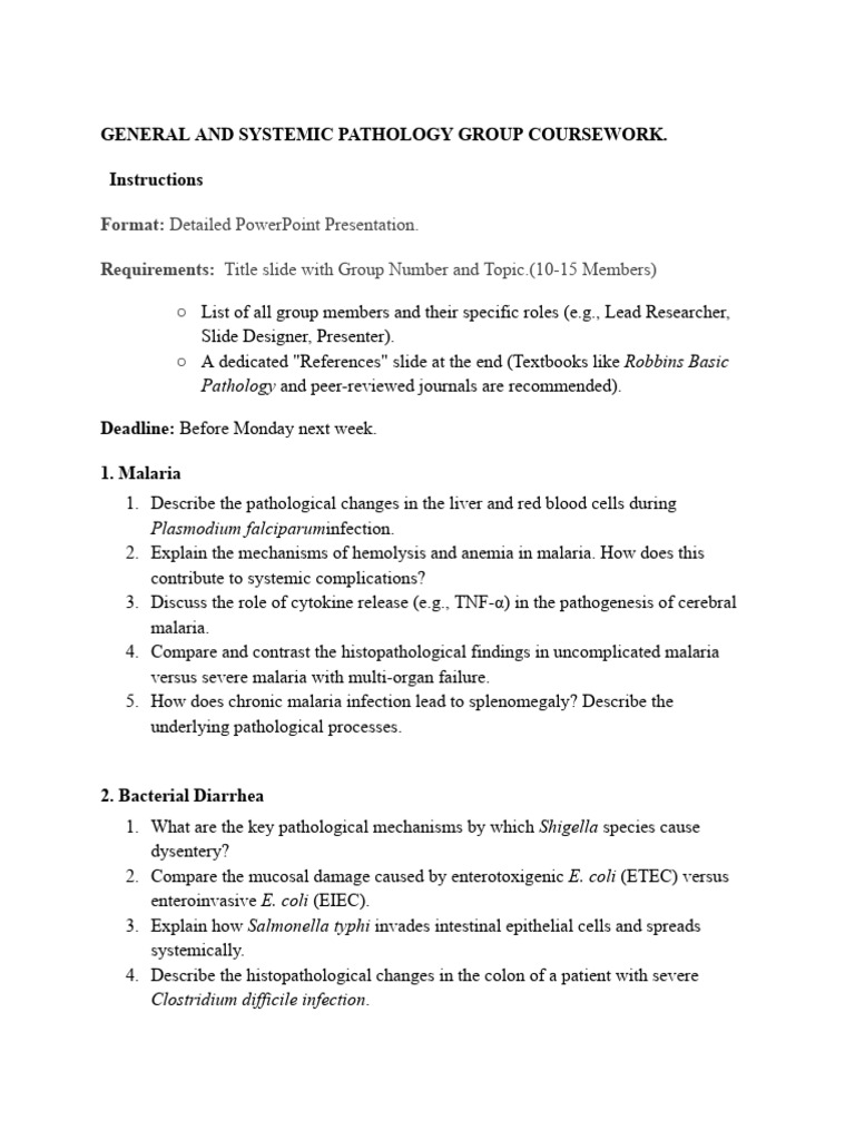 General and Systemic Pathology Coursework Bph 2.1 | PDF | Pneumonia ...
