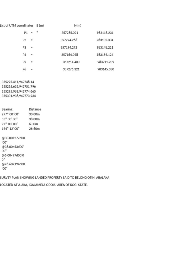 List of UTM Coordinates E (AutoRecovered) (AutoRecovered) | PDF