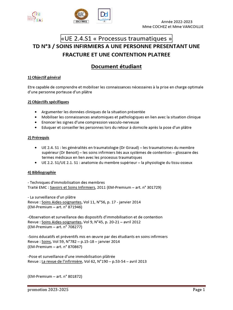 td3 Contention Platrée | PDF | Allaitement | Spécialités médicales