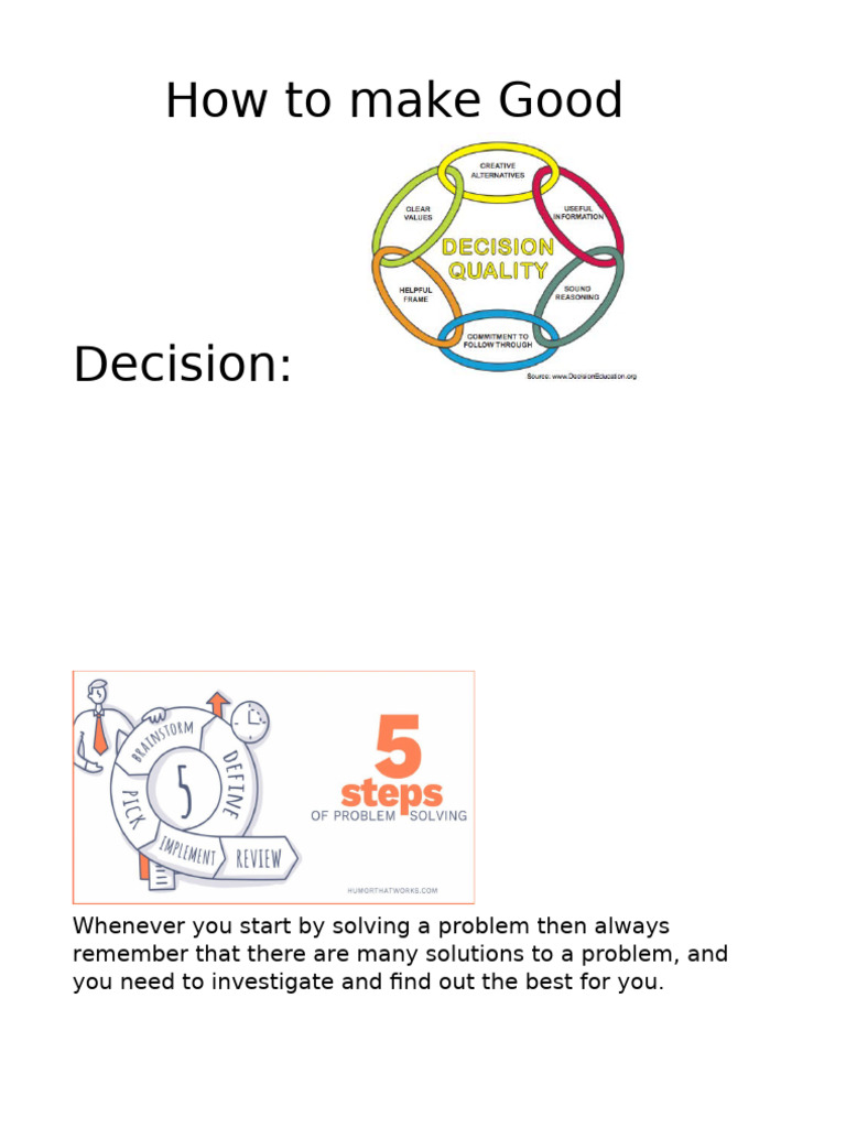 How To Make Good Decisions | PDF