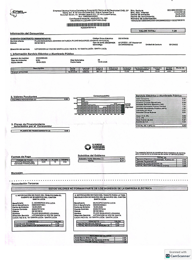 Planilla de Servicios Básicos | PDF