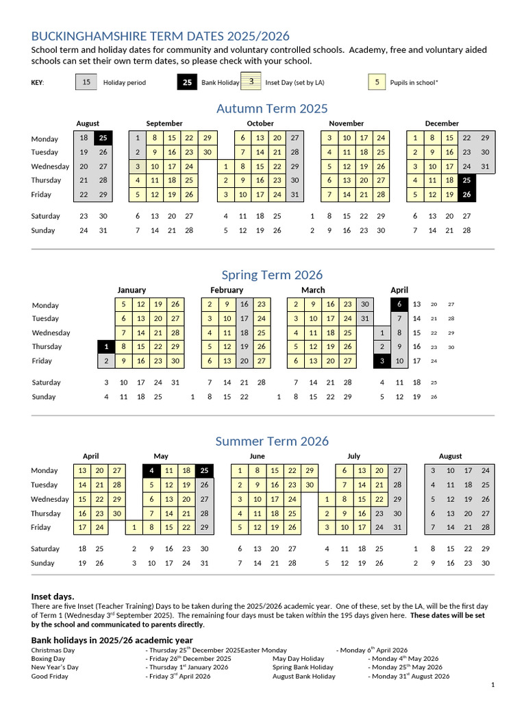2025 To 2026 School Term Dates Download | PDF | Observances