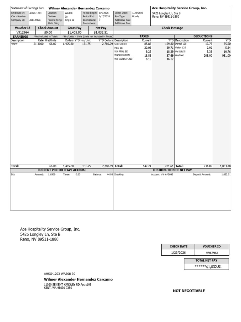 CheckStubReport 20260123000334 | PDF | Taxes | Government Finances