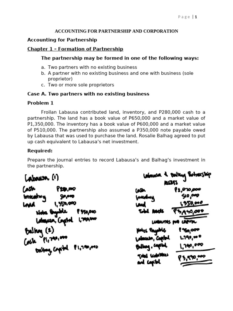 Partnership Formation Prac. Problems | PDF | Balance Sheet | Book Value