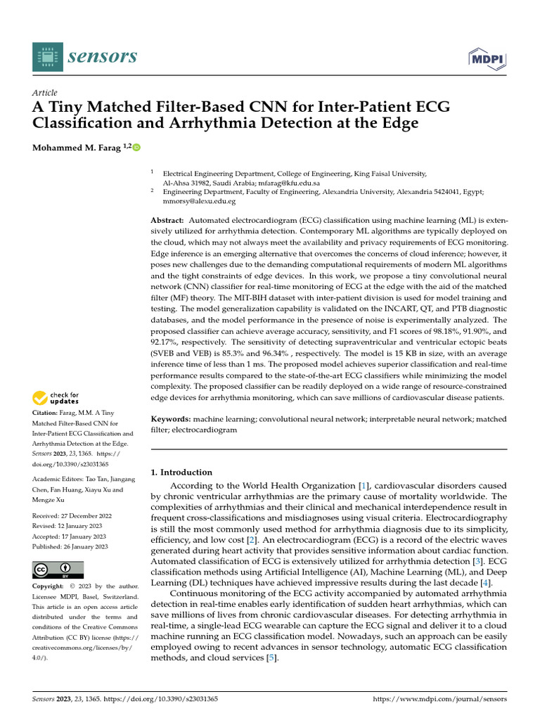 A Tiny Matched Filter-Based CNN For Inter-Patient | PDF ...