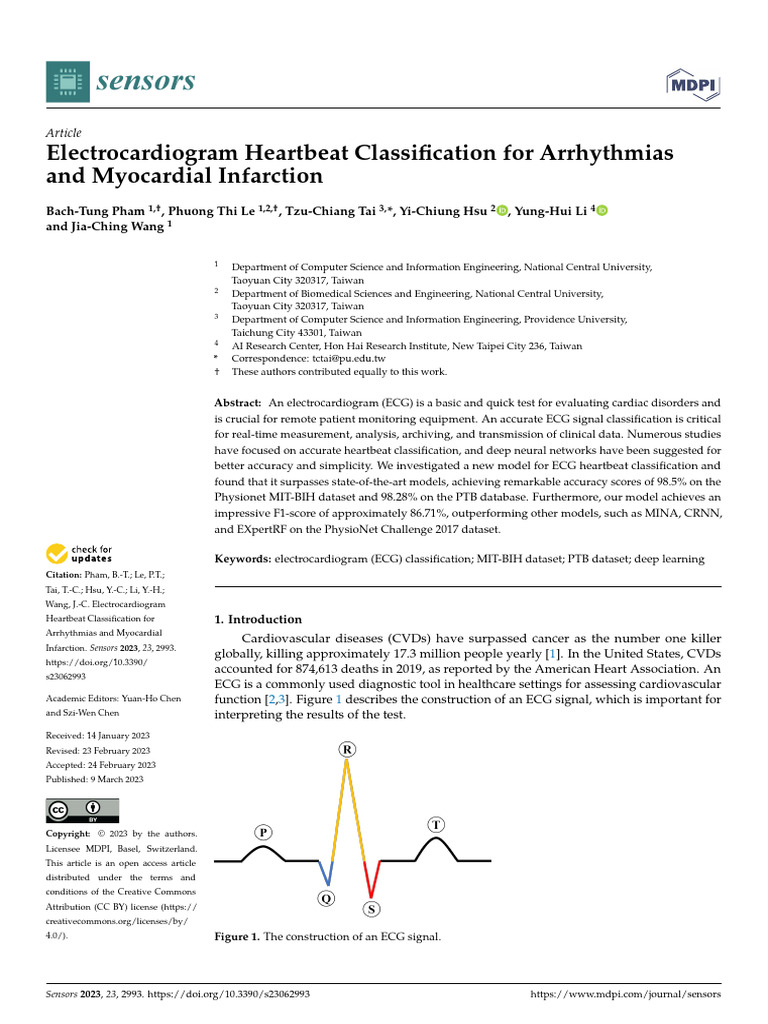 Electrocardiogram Heartbeat Classification For Arr | PDF ...